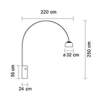 Floorlamp Arco by Achille Castiglioni 1962 (black Marble)