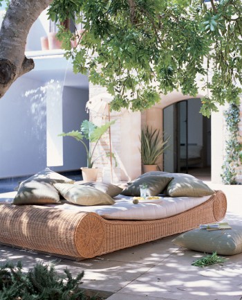 Daybed Loungesofa Sitting Bull 1980 (Polyrattan natur)