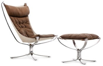 Falconchair  Loungechair by Sigurd Ressell 1970 (Anilinleder creme)