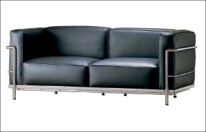 Sofa 2 seat LC3 by Le Corbusier 1928 (white anilinleather)