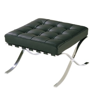 Stool Barcelona by Ludwig Mies van der Rohe (black anilinleather)