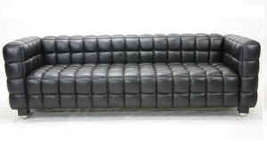 Sofa 3 seat Kubus by Joseph Hoffmann Vienna 1918 (black anilinleather)