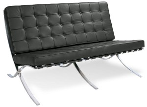 Sofa 2 seat Barcelona by Ludwig Mies van der Rohe (black anilinleather)