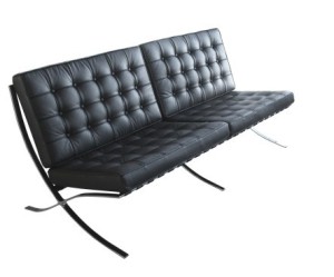 Sofa 3 Sitzer Barcelona by Ludwig Mies van der Rohe 1929 (Anilinleder schwarz)