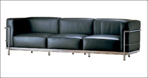 Sofa 3 sitzer LC3 by Le Corbusier 1928 (Anilinleder schwarz)