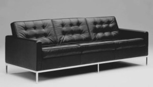 Sofa Dreisitzer by Florence Schust Knoll 1954 (Anilineder cognac)