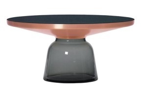 Coffeetable Bell Table with black marbletop  grey glass