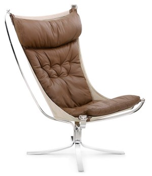 Falconchair  Loungechair by Sigurd Ressell 1970 (Anilinleder creme)