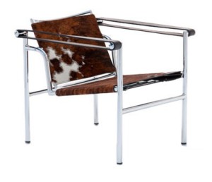 LC1 Basculant Chair by Le Corbusier 1928 (brown white cowhide)