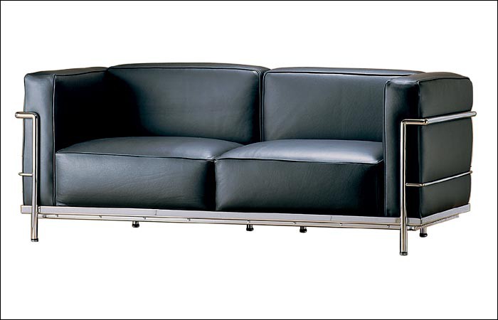 Sofa 2 sitzer LC3 by Le Corbusier 1928 (Anilinleder schwarz)