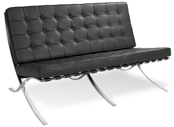 Sofa 2 Sitzer Barcelona by Ludwig Mies van der Rohe 1929 (Anilinleder dunkelbraun)