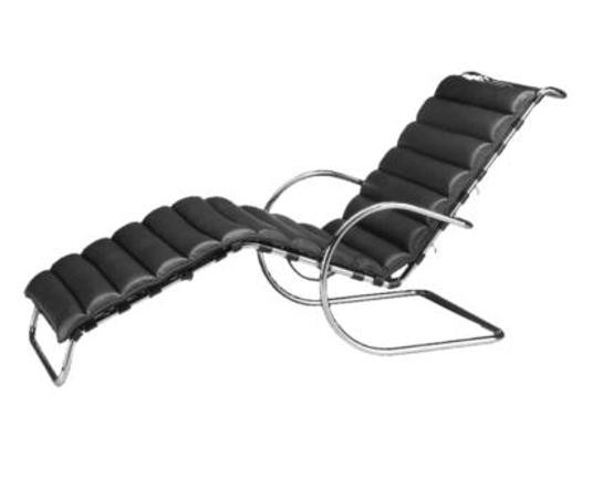 Chaiselongue Deckchair von Mies van der Rohe 1932 (Anilinleder schwarz)
