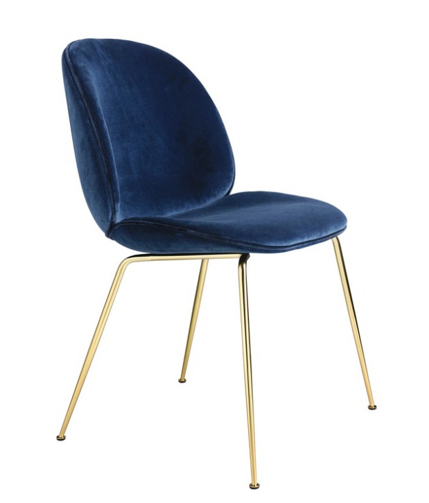 Beetle Chair gepolstert by GamFratesi 2013 Samt marineblau