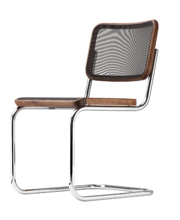 Chair Cesca with mesh seat and back by Marcel Breuer 1928 beechwood darkwalnut