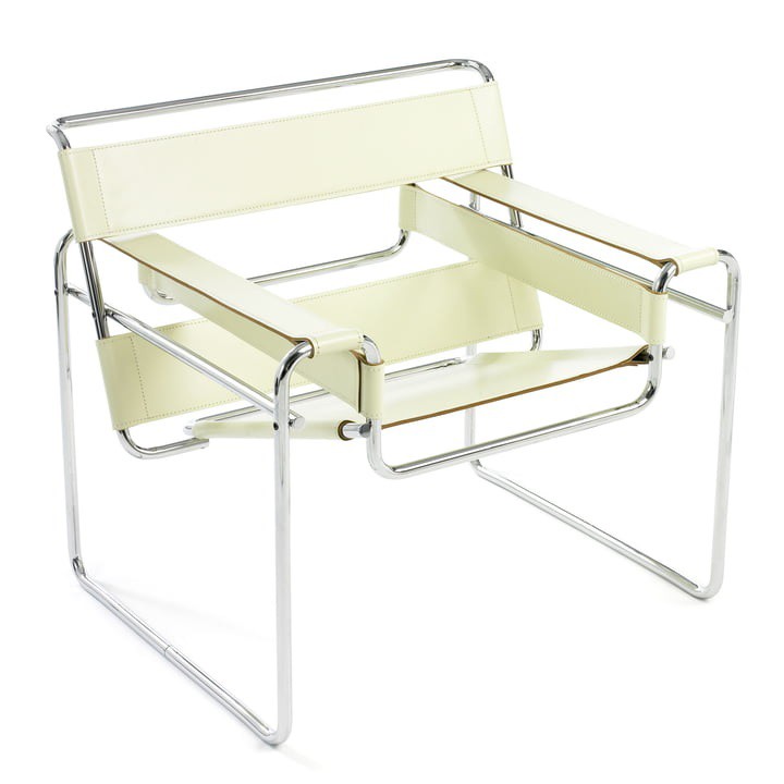 Wassily Chair by Marcel Breuer (Kernleder weiß)