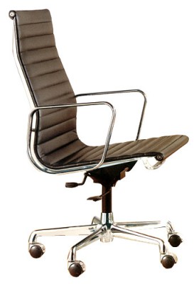 Aluminium Group Chair EA 119 by Charles Eames (Anilinleder schwarz)